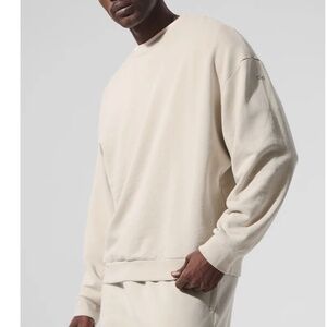 Alo Men’s Chill Crew Neck Pullover | size: S (oversized) | Core: Bone